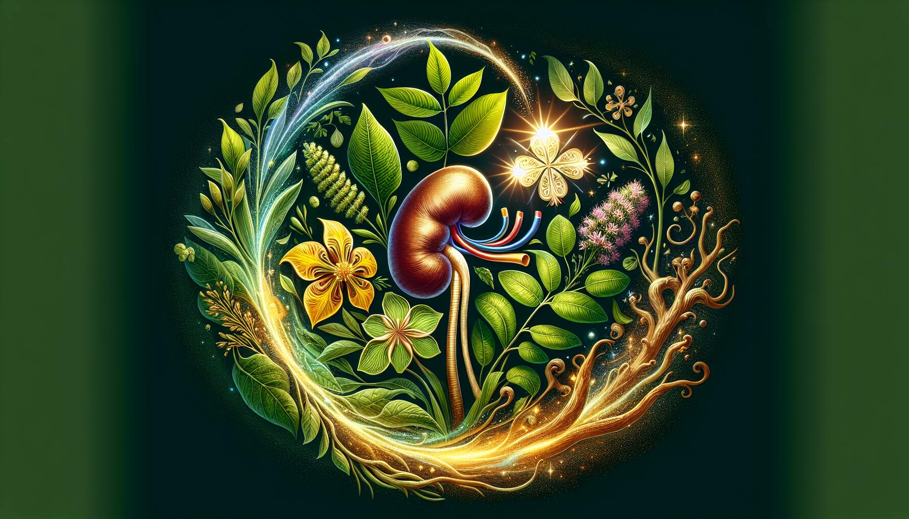 Illustration of herbal supplements for kidney health