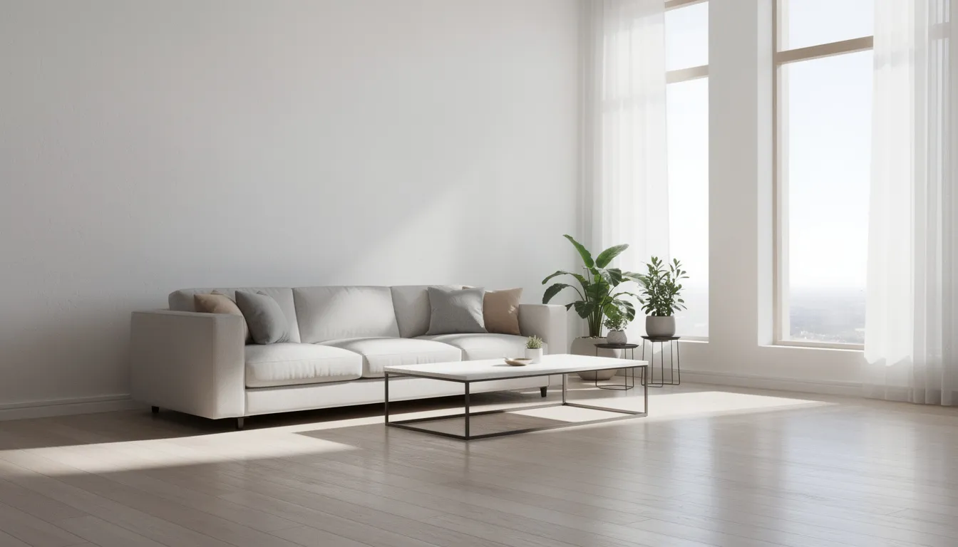 Una stanza in cui entra luce naturale dalle ampie finestre, trattate con i migliori prodotti di pulizia dei vetri.