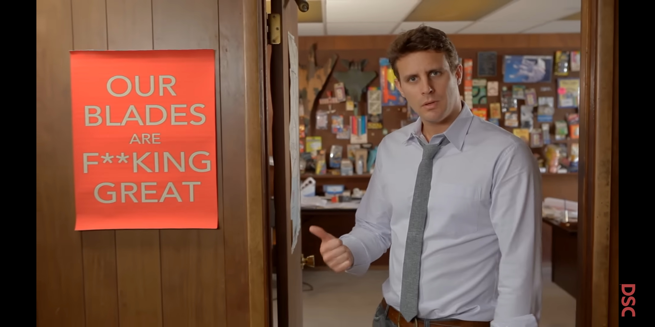 Founder of Dollar Shave Club Michael Dustin in the dollar shave club launch advertisement