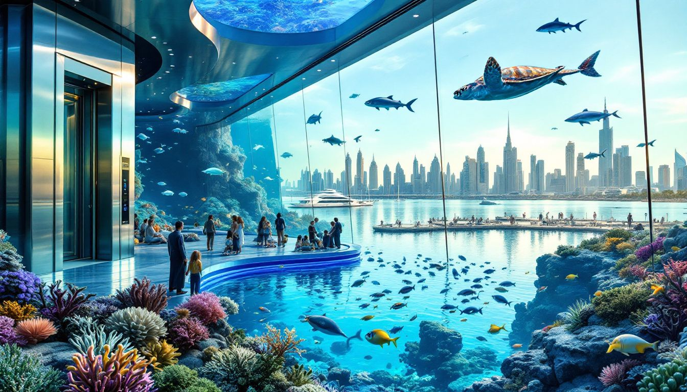 A view of the Dubai Aquarium showcasing marine life.