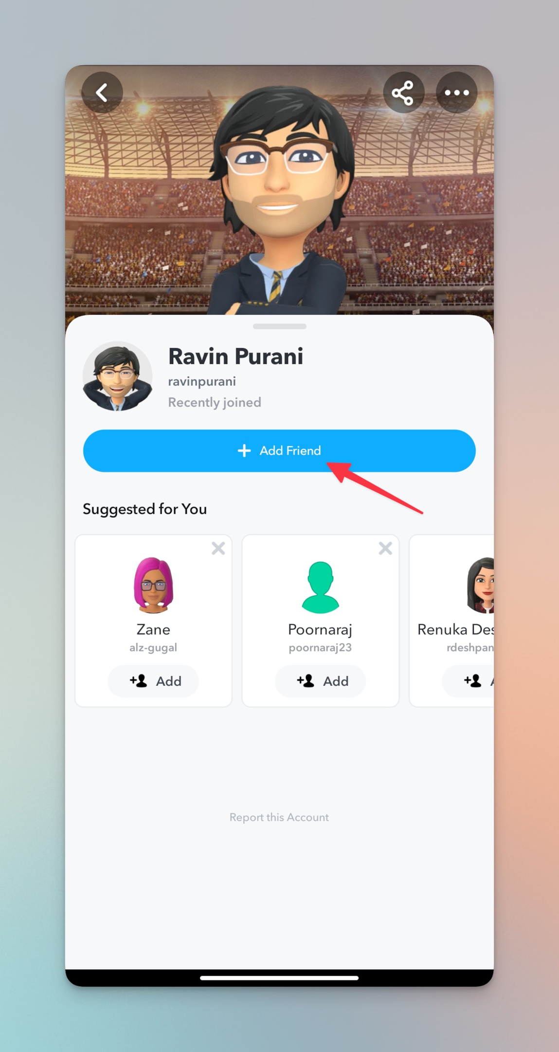 Remote.tools shows to tap the add friend button of a Recently Joined from your quick add list