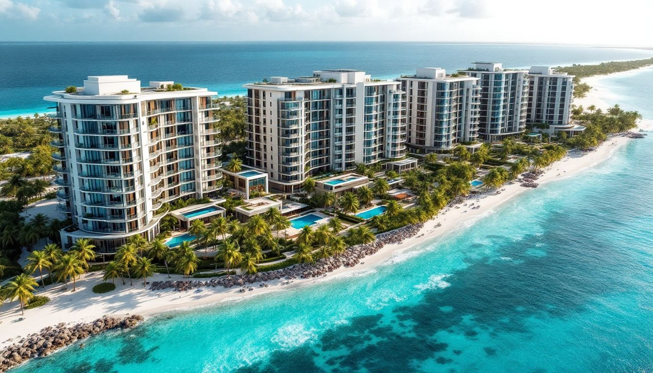 A beautiful view of new condos for sale in Playa del Carmen.