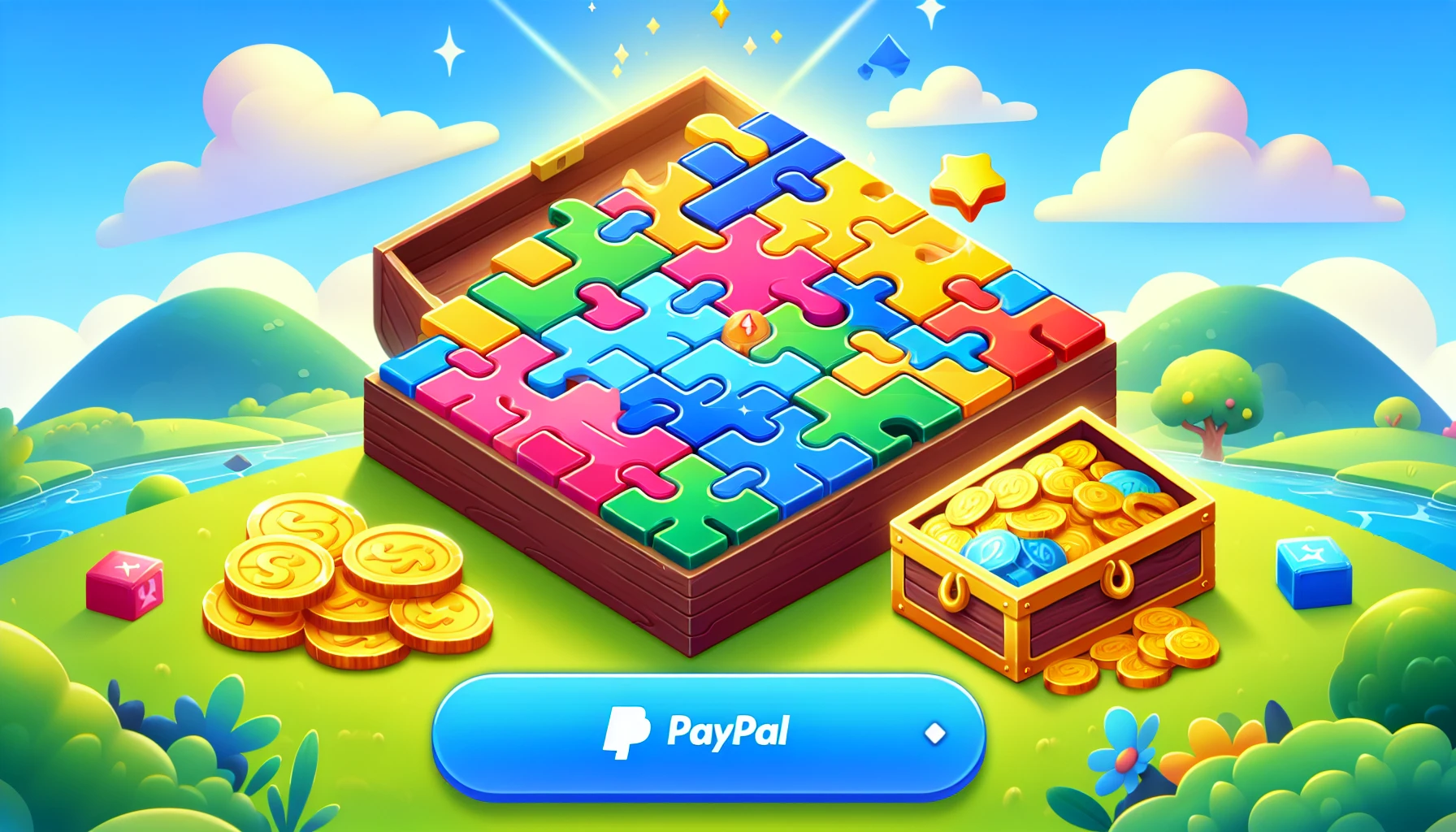 Engaging puzzle game interface with PayPal payment option