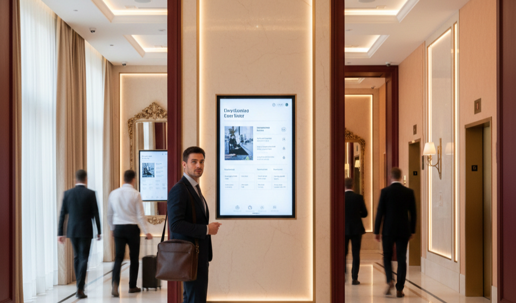 What Is a Smart Hotel? Key Technologies, & 10 Best Smart Hotels in the World 4 digital signage screens
