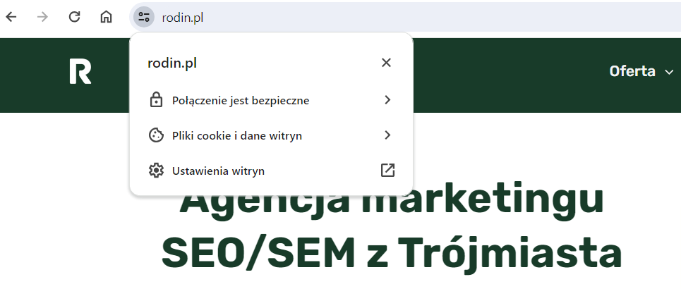 Certyfikat SSL na stronie rodin.pl