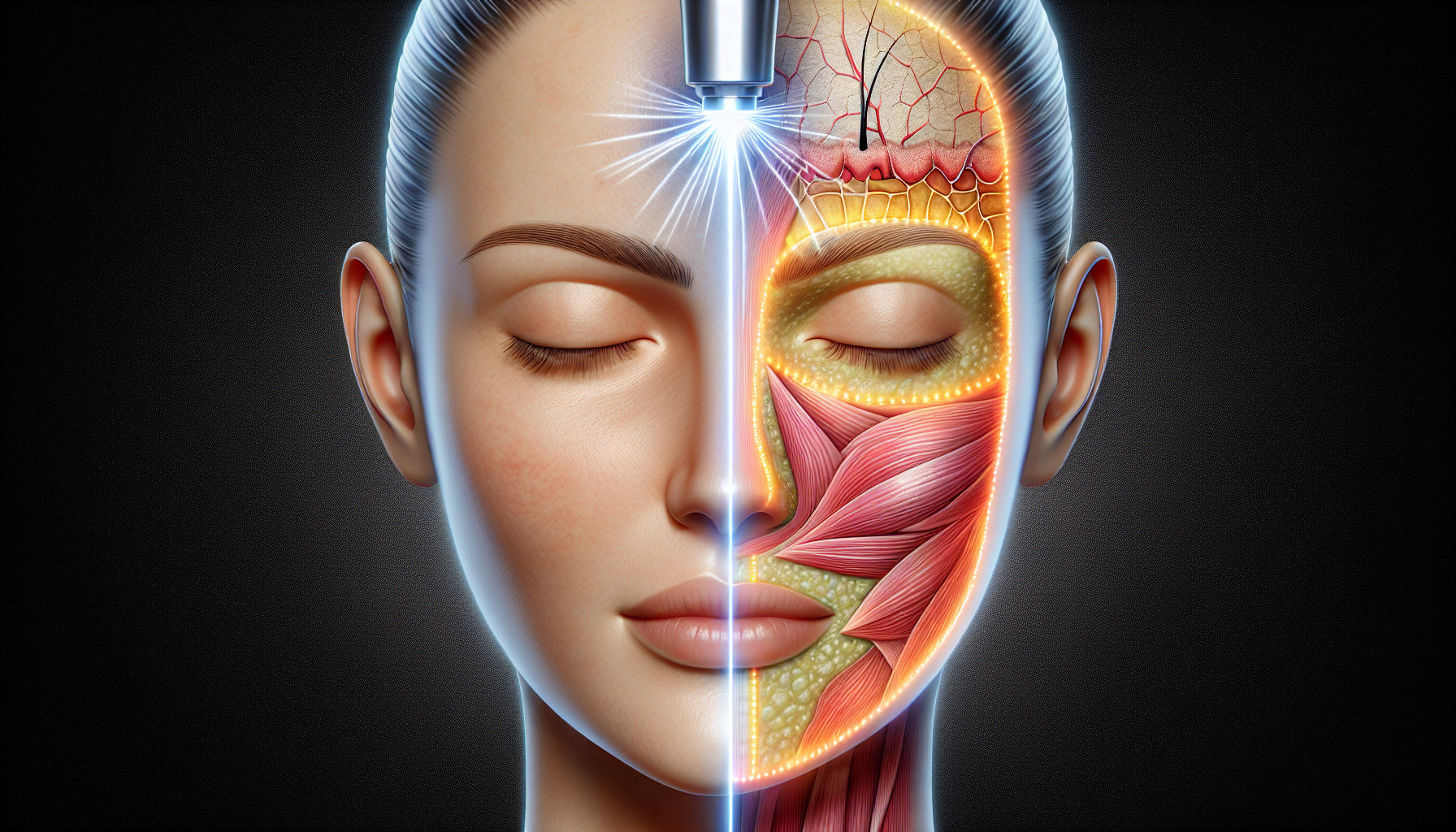Illustration of radiofrequency technology for skin tightening treatments