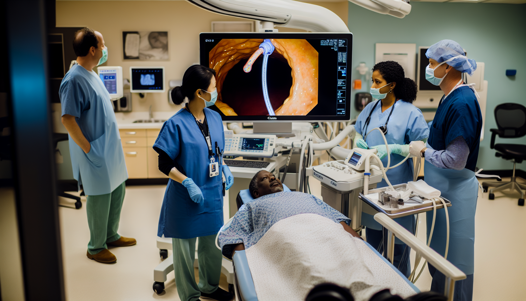 An image of a colonoscopy procedure