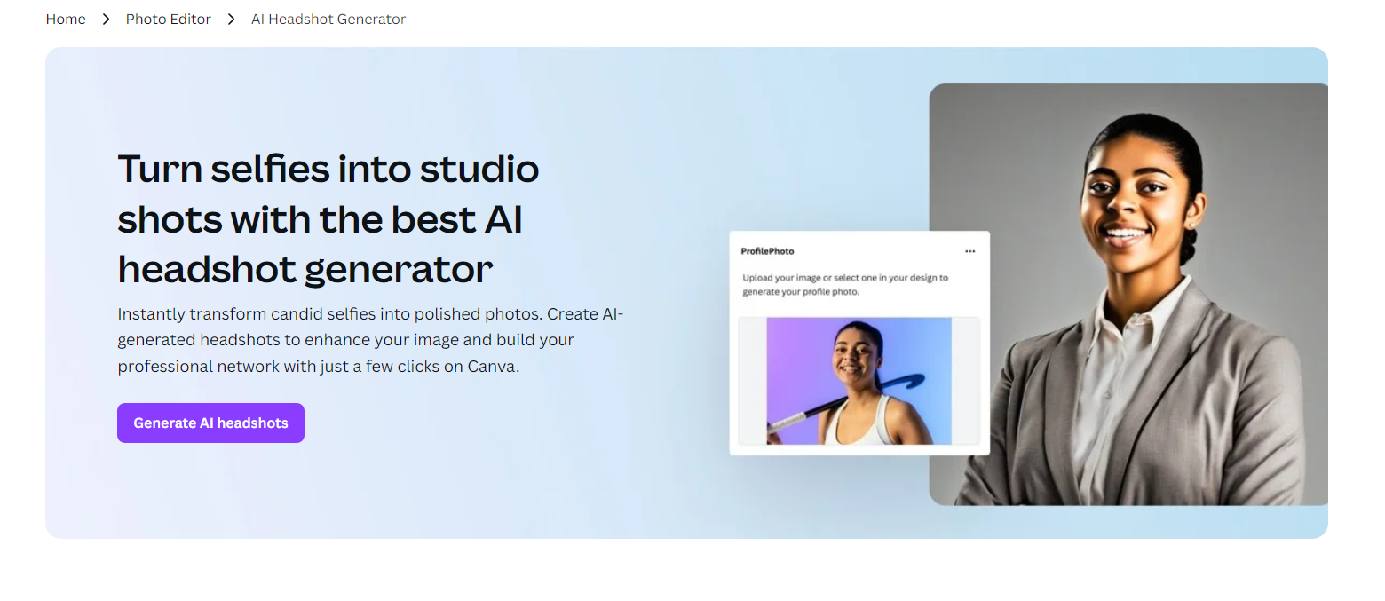 Canva: AI Headshot Generator