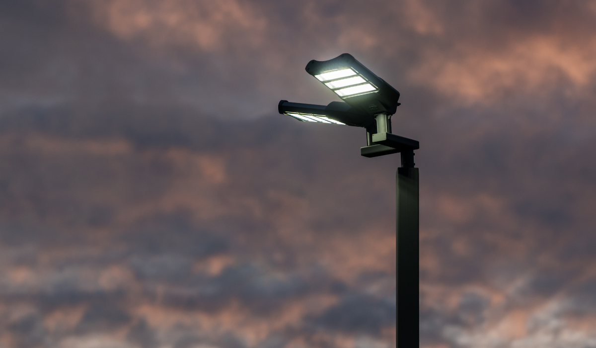 LED flood lights - pole mounted - dusk
