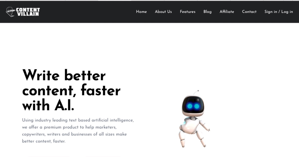 Content Villain homepage