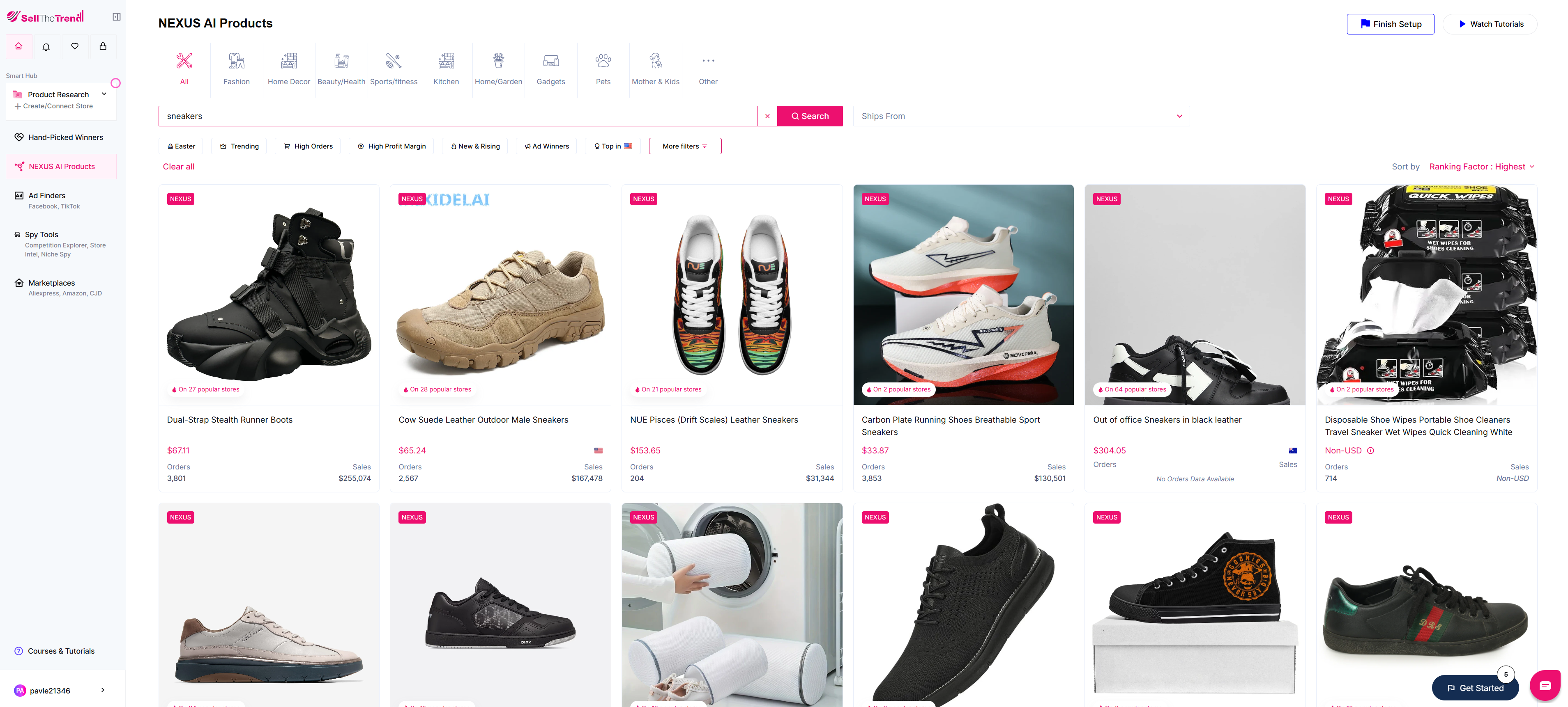 using sell the trend nexus ai for sports shoes and sneakers