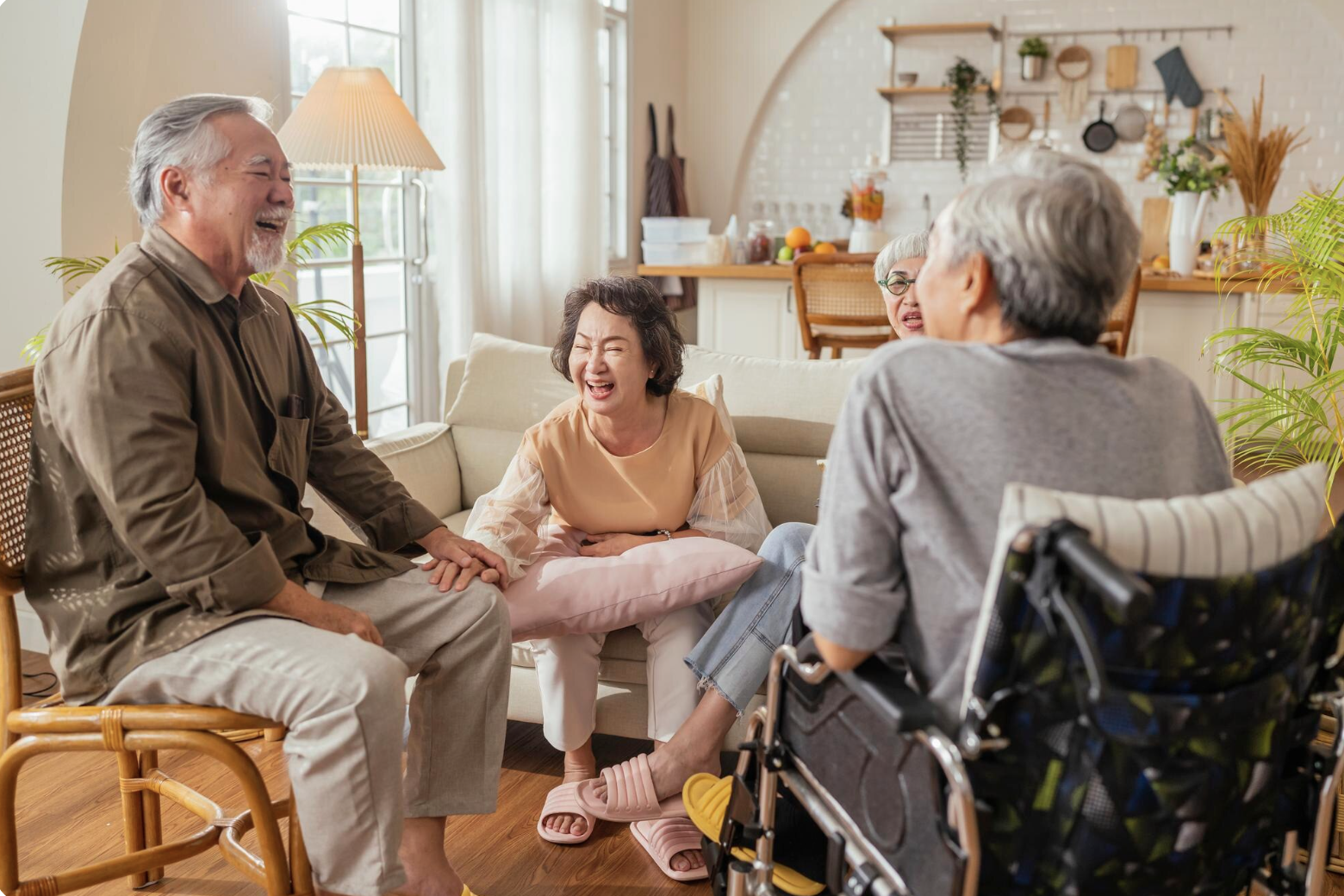 The elderly laughing together