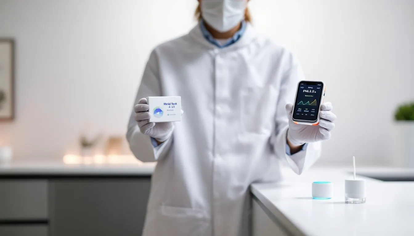 A person conducting mold testing in their home.