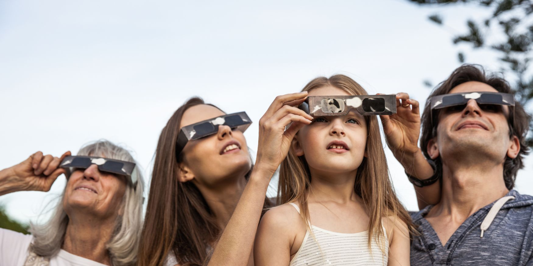 Family Wearing Eclipse Viewing Glasses