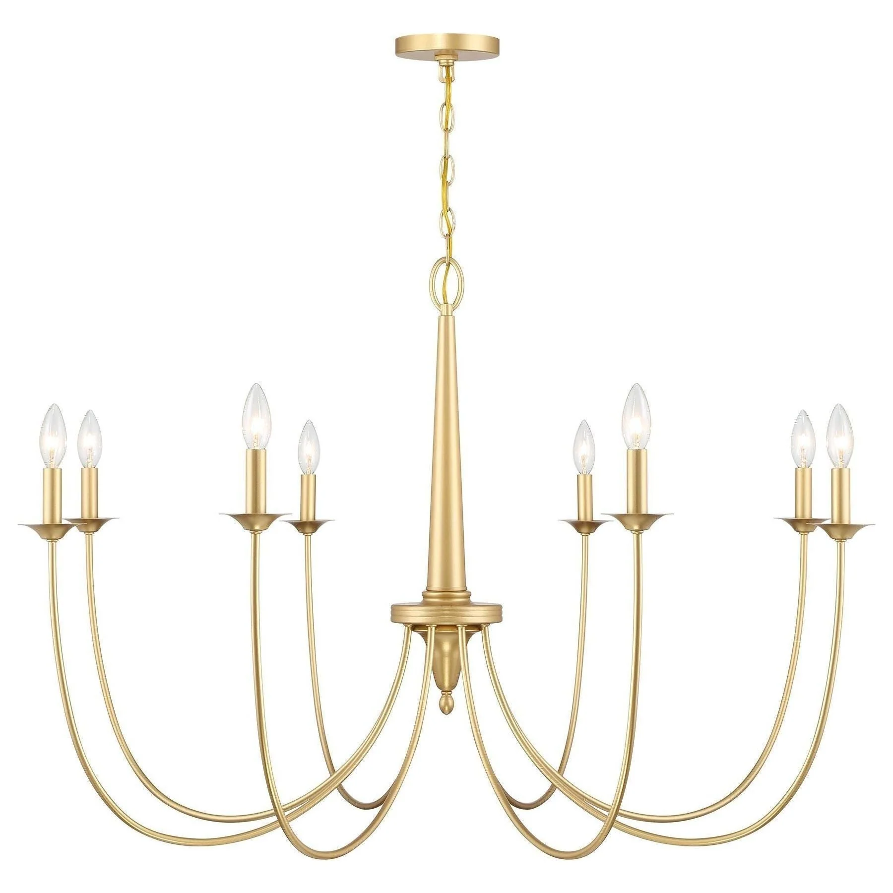 Stonecrest 8-Light Chandelier with French Gold finish, a sculptural lighting piece exemplifying 2025 lighting trends for interior designers.