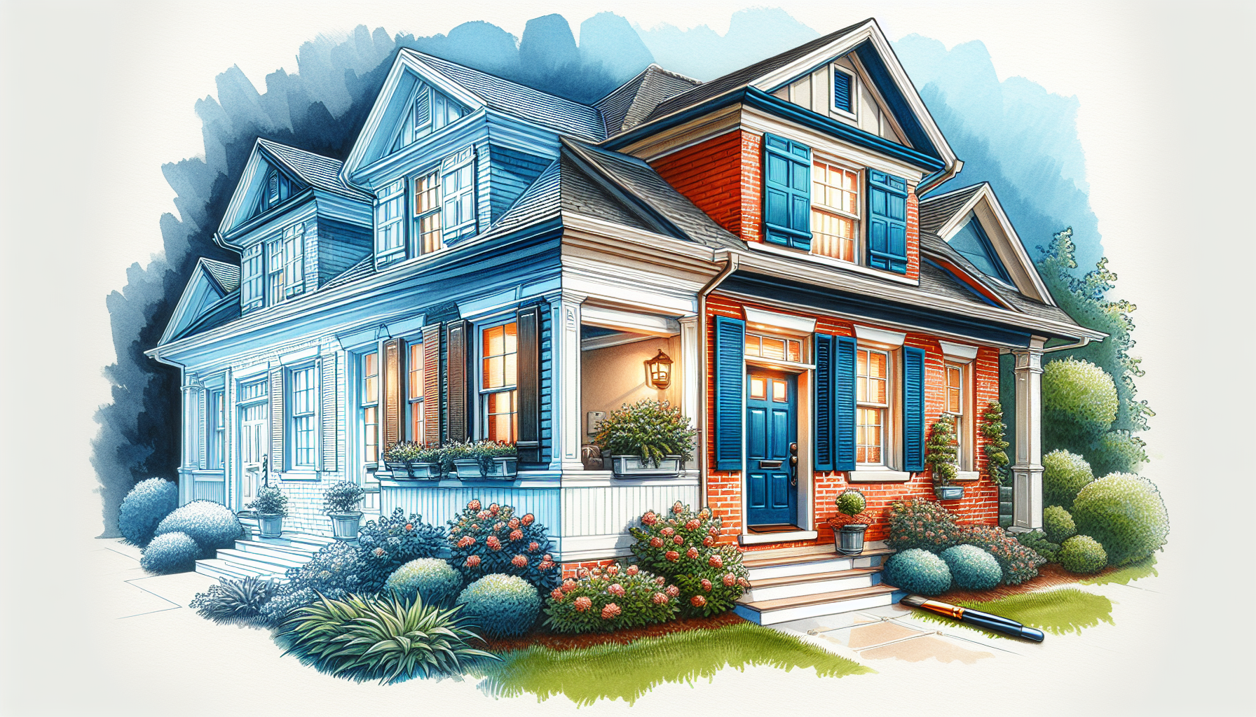 Illustration of a house with enhanced curb appeal