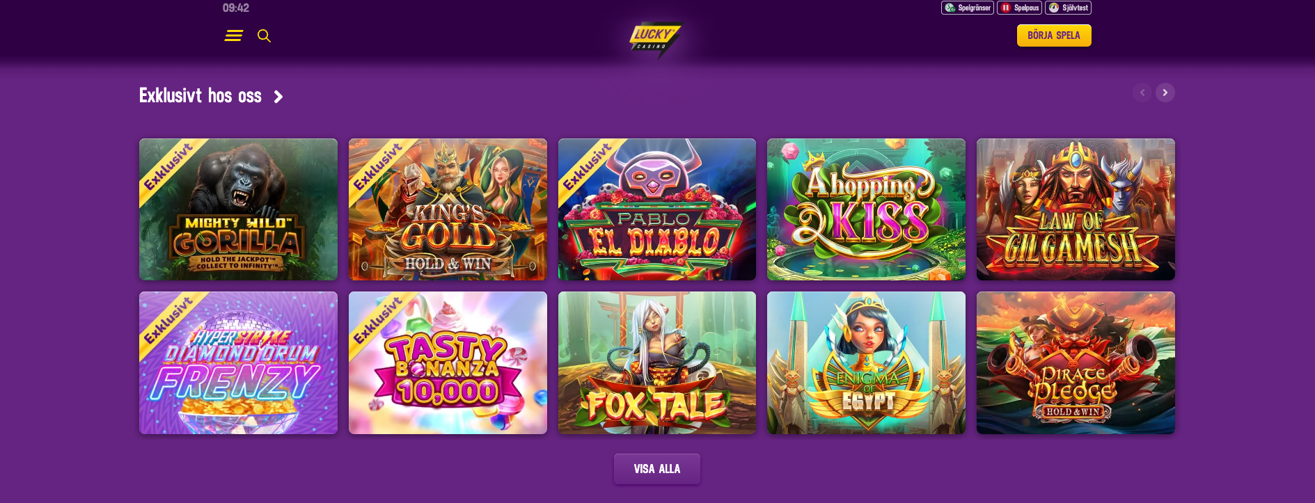 Exklusiva spel hos lucky casino