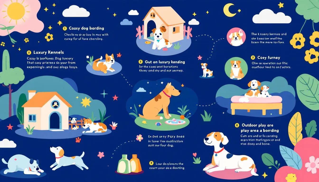 Various boarding options for dogs, showing a safe environment.