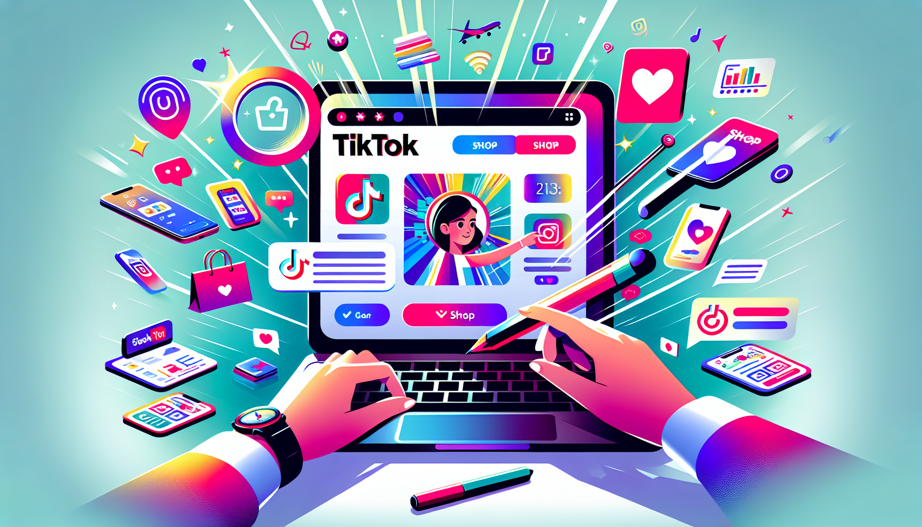 An illustration of setting up a TikTok shop with a business account.