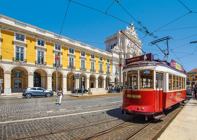 Lisbon, tram, train, road