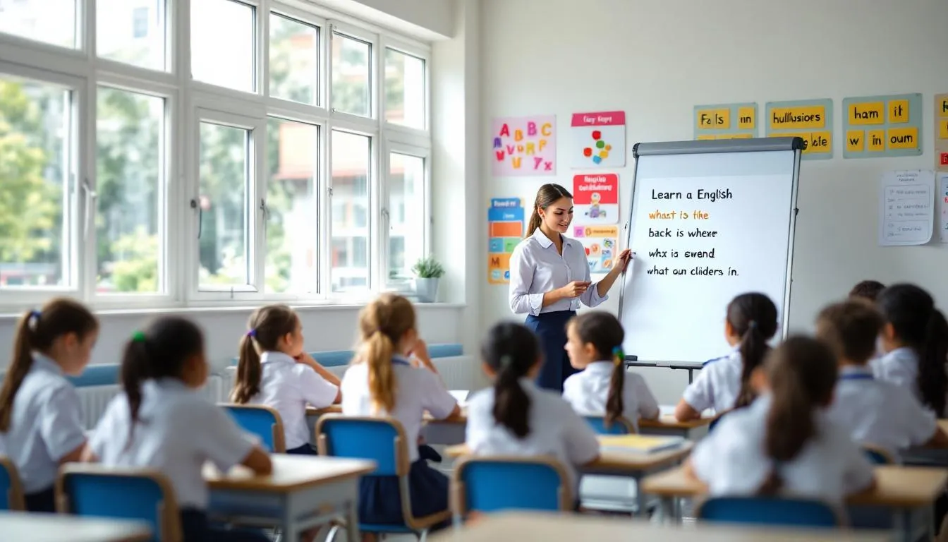 En la imagen se pueden ver a varios niños participando en clases de inglés en una academia, donde aprenden vocabulario y gramática a través de actividades interactivas. Estos alumnos están concentrados en sus libros y disfrutan del proceso de aprendizaje en un ambiente dinámico y motivador.