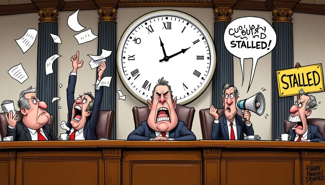 An illustration depicting legislative gridlock in Congress.