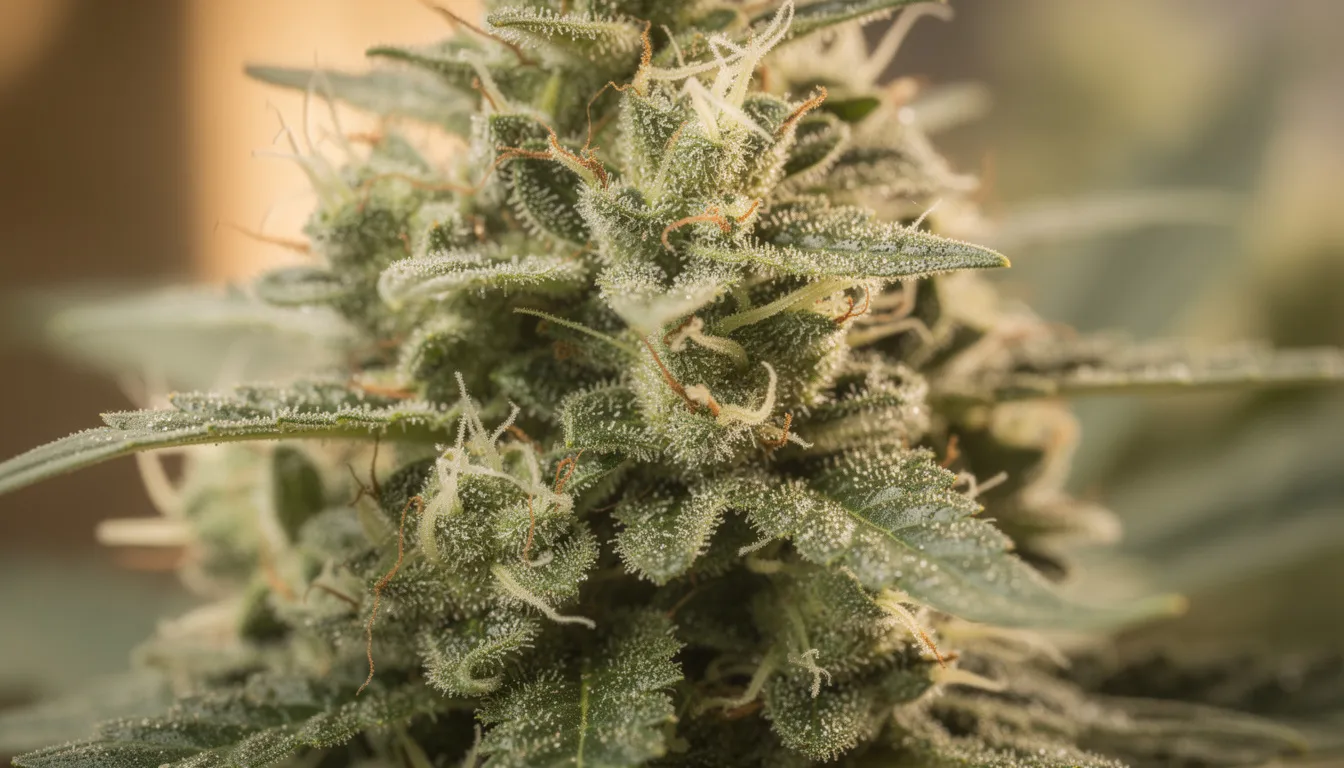 Eine Nahaufnahme von Hanfblüten zeigt die feinen Trichome und Terpene, die für die hohe Qualität der CBD Produkte in einem CBD Shop entscheidend sind. Die Detailaufnahme verdeutlicht die natürliche Schönheit und die potenziellen Vorteile dieser Pflanzen für das Wohlbefinden im Alltag.