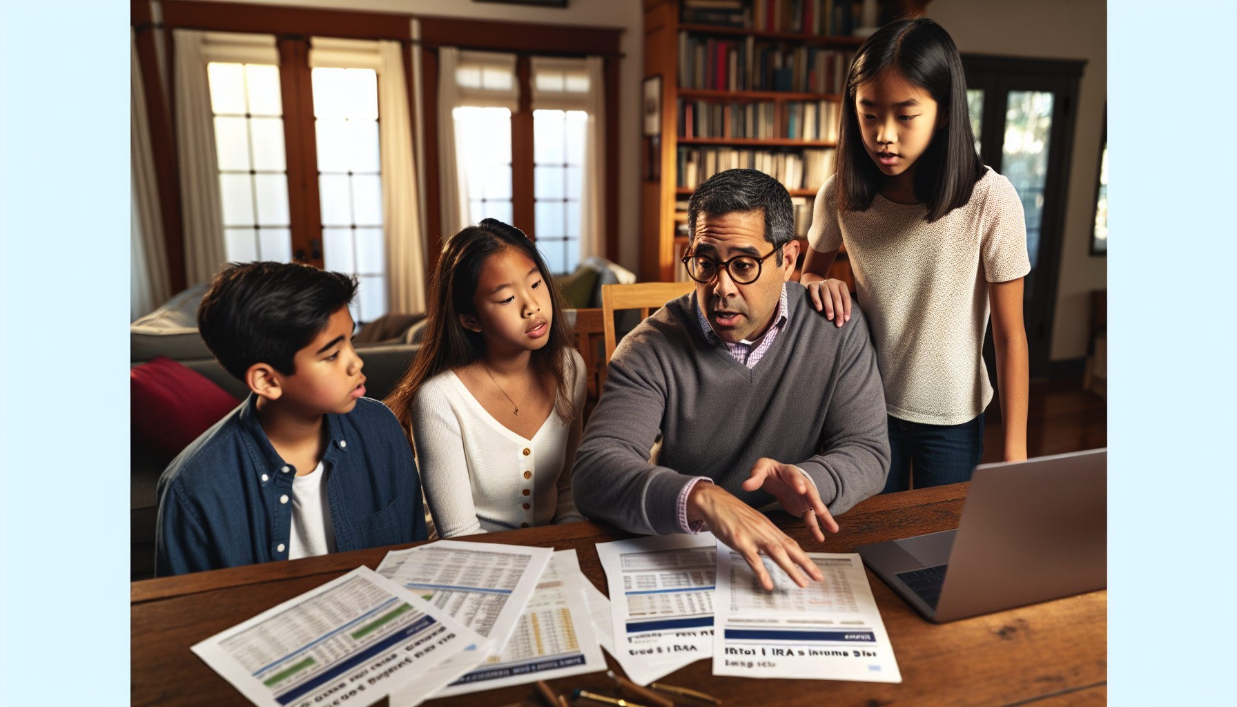 Photo of a family discussing investment options, representing comparing Roth IRAs to other investment choices