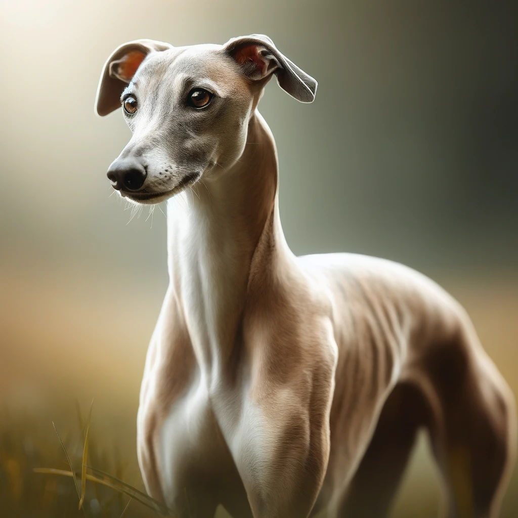 An AI generated image of the Whippet showing a stubborn face