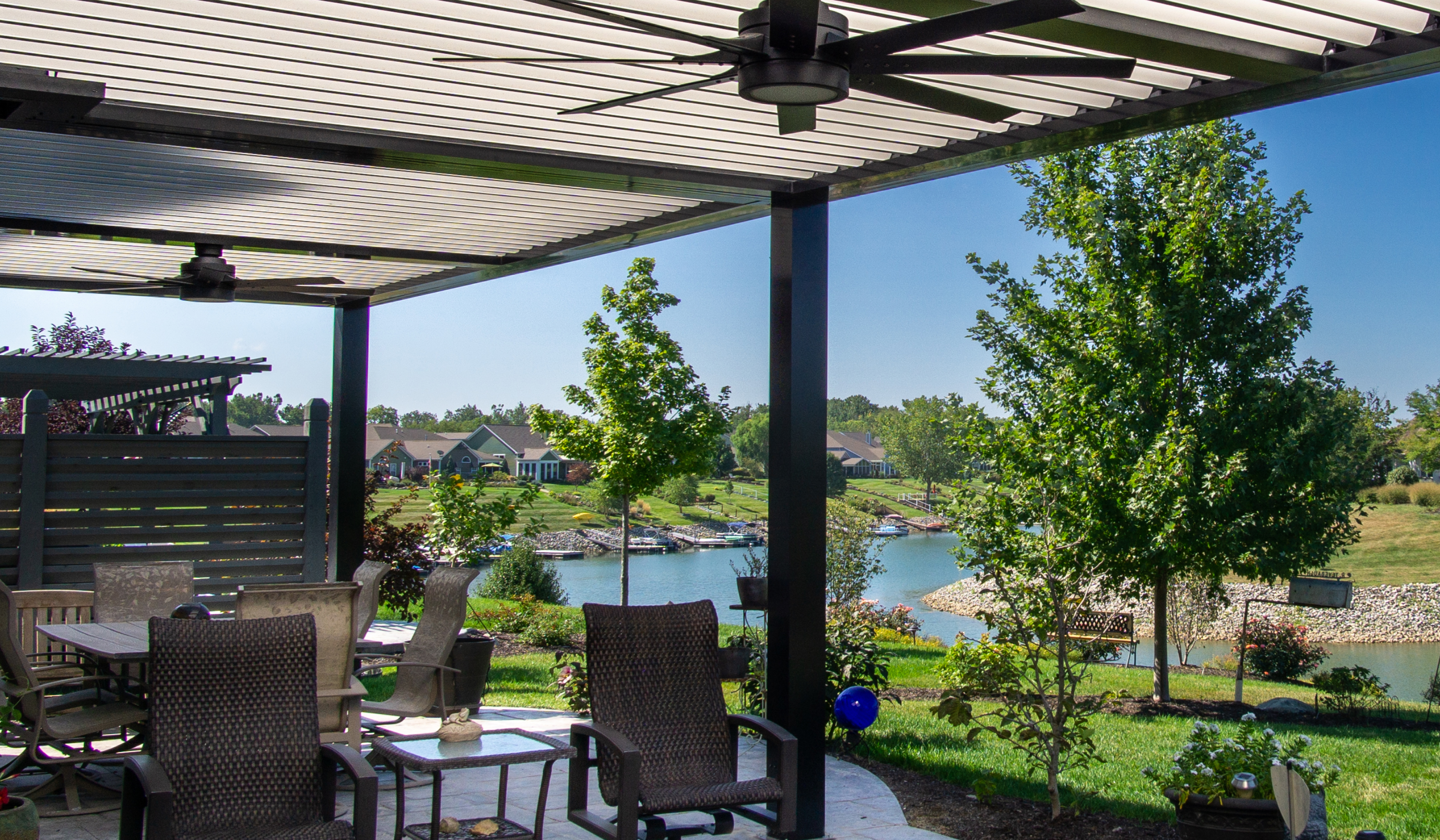 A Super Pergola with fans for extra comfort control.