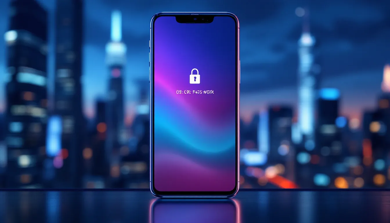 Ein Smartphone, das mit einem Bildschirmsperr- und Passcode-Symbol gesichert ist, um physische Sicherheit zu demonstrieren.