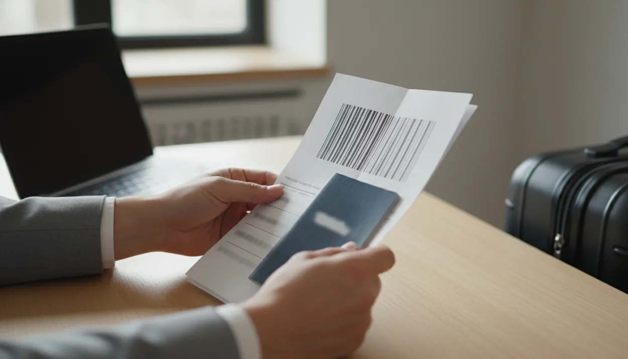 Visa officers reviewing dummy ticket itinerary from India
