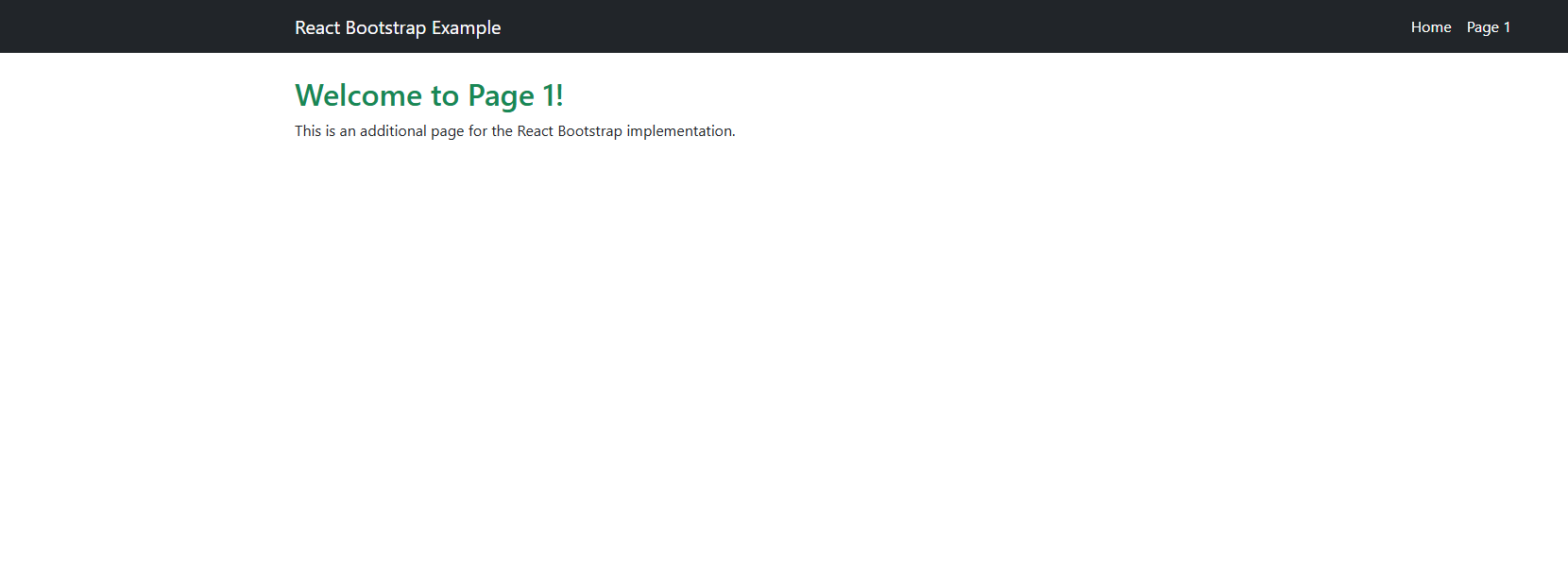 The other page of the sample React Bootstrap application.