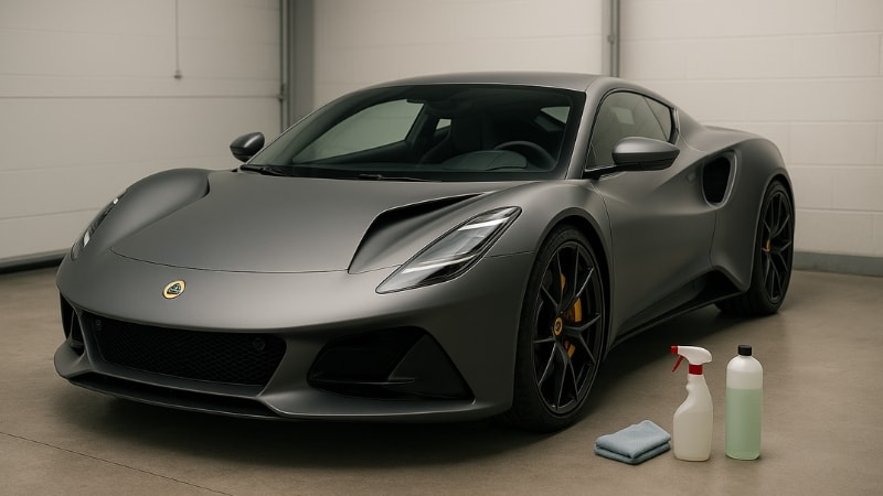 Lotus Emira Curing its vinyl wrap after the job done.