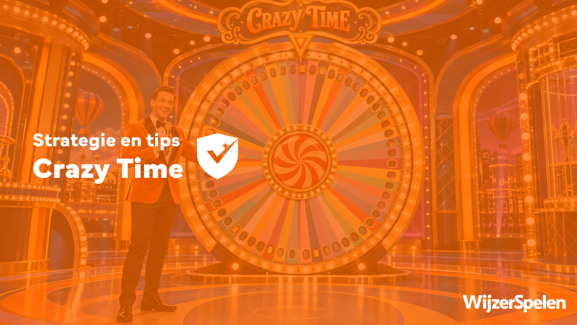 Crazy Time strategie en tips met het grote rad en een live presentator in de spelstudio.