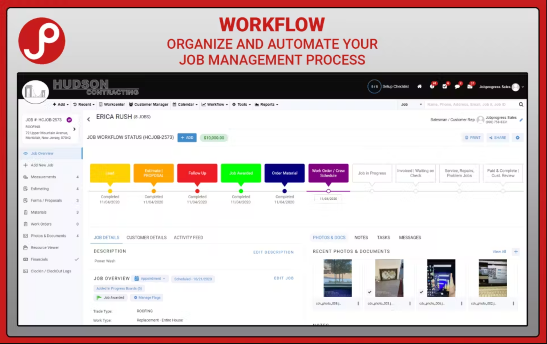Project Workflow in the JobProgress Construction Software