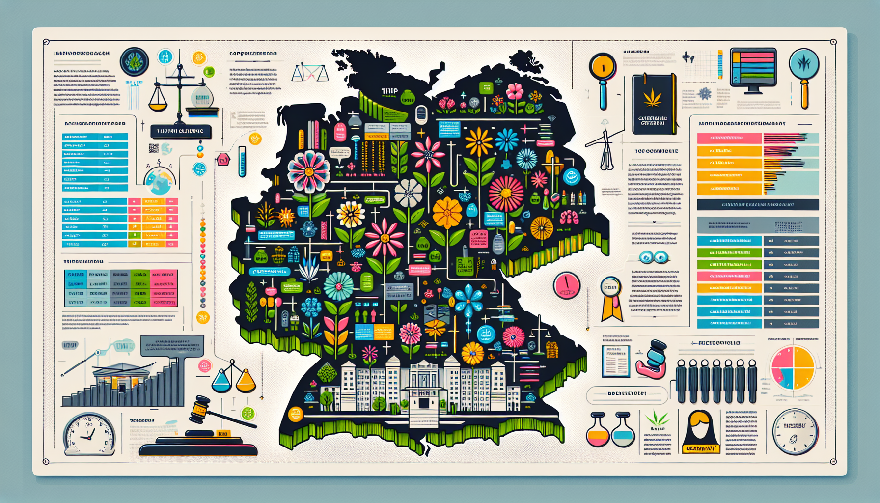 A diagram illustrating the legal situation of THCP flowers in Germany.