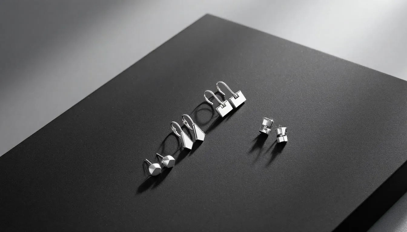 A stunning collection of silver earrings displayed elegantly.