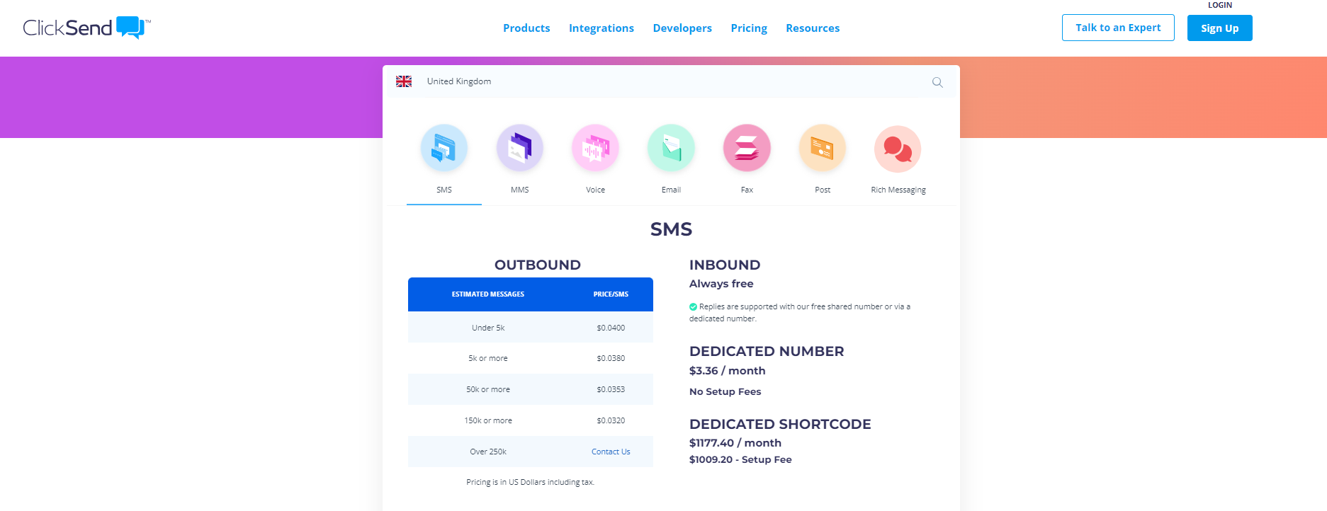 Clicksend pricing