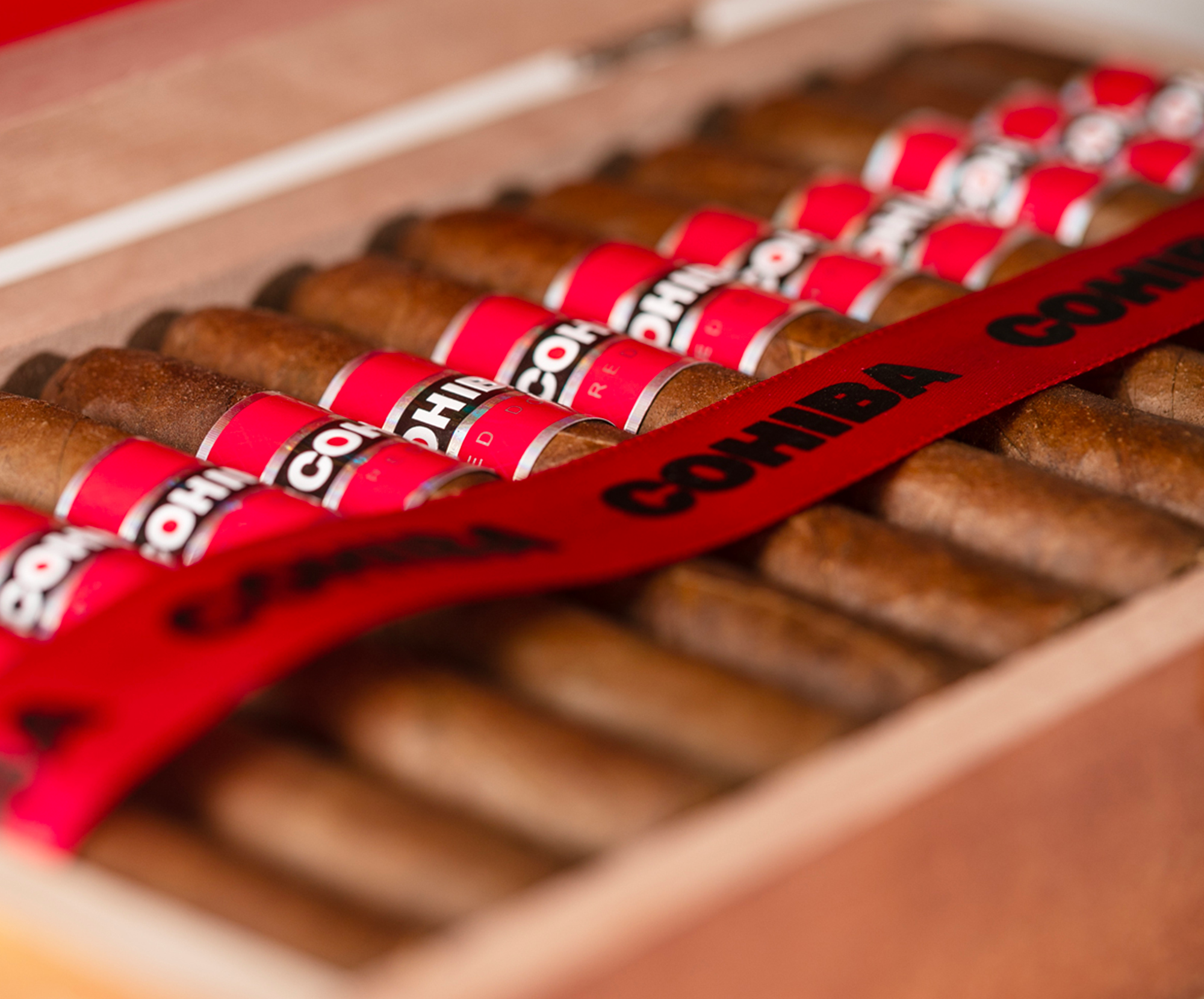 A picture of a Cohiba Red Dot cigar box with a rich flavor profile