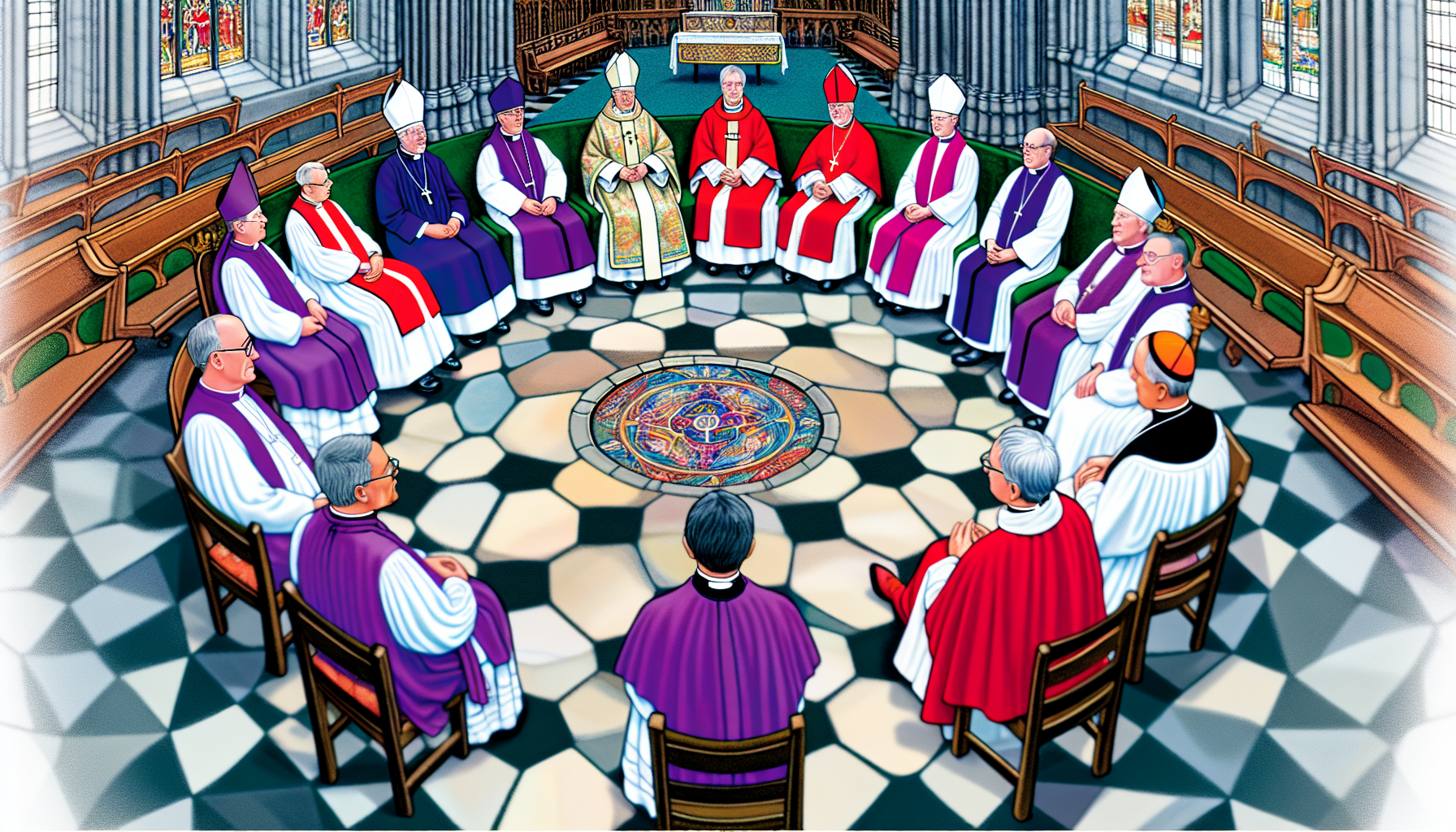Anglican and Roman Catholic bishops engaged in ecumenical dialogue