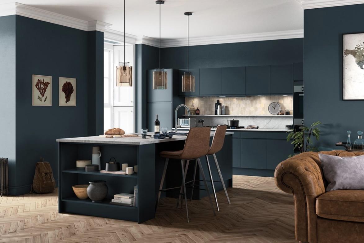 Handleless matt slab kitchen