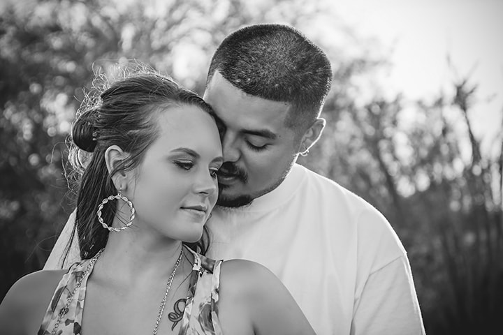 A couple spending time together during their engagement session, in Phoenix Arizona. 