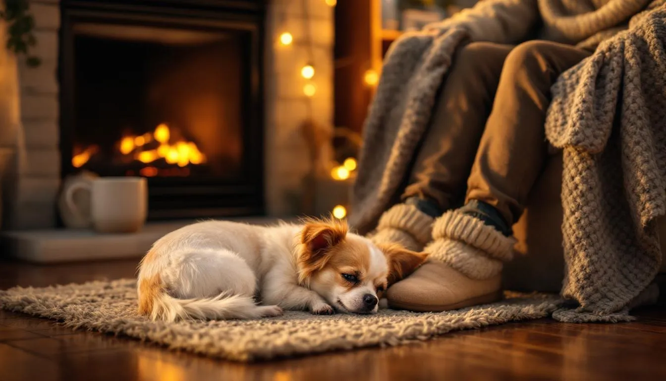 A small Chihuahua is curled up at their owner