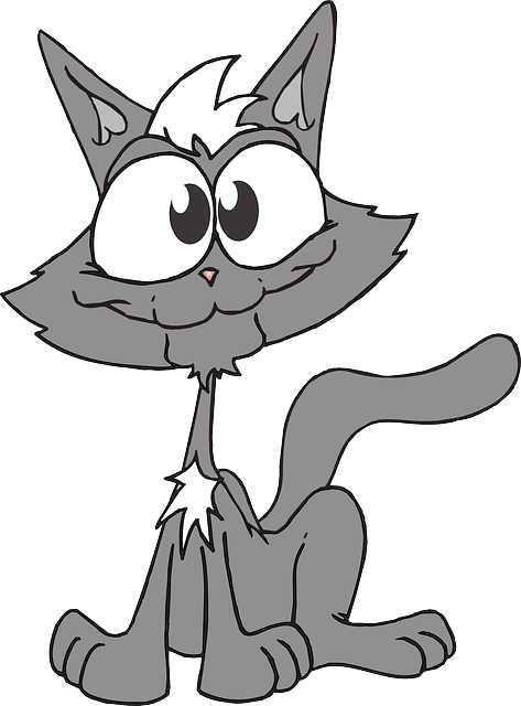 cat, gray, happy