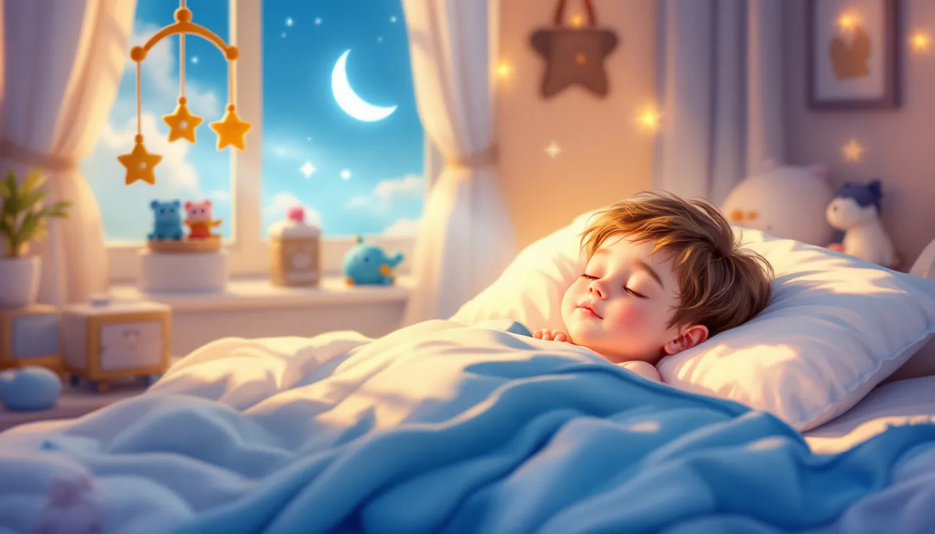 An illustration depicting a child sleeping peacefully, representing sleep apnea in children.