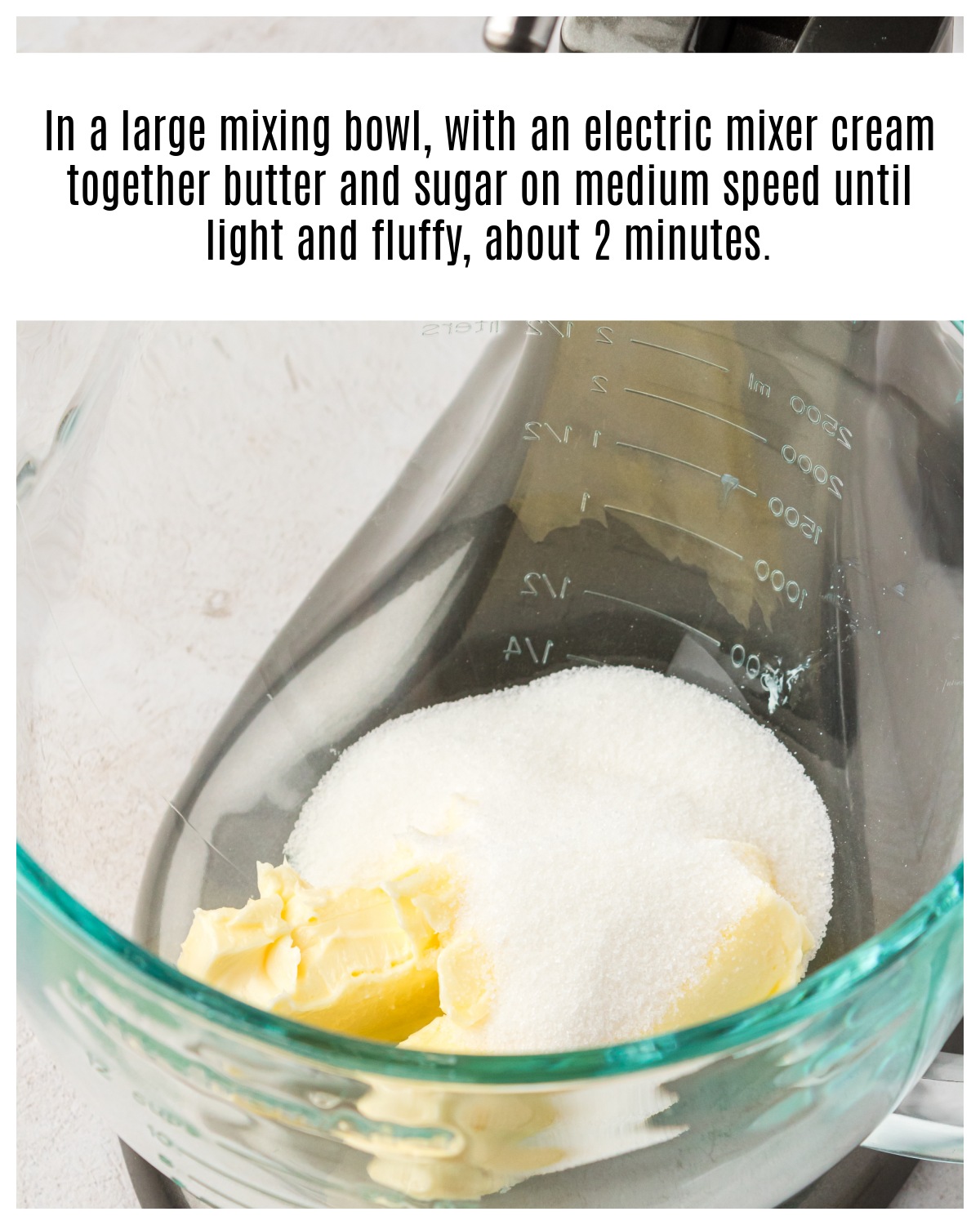 sugar and butter in a mixing bowl