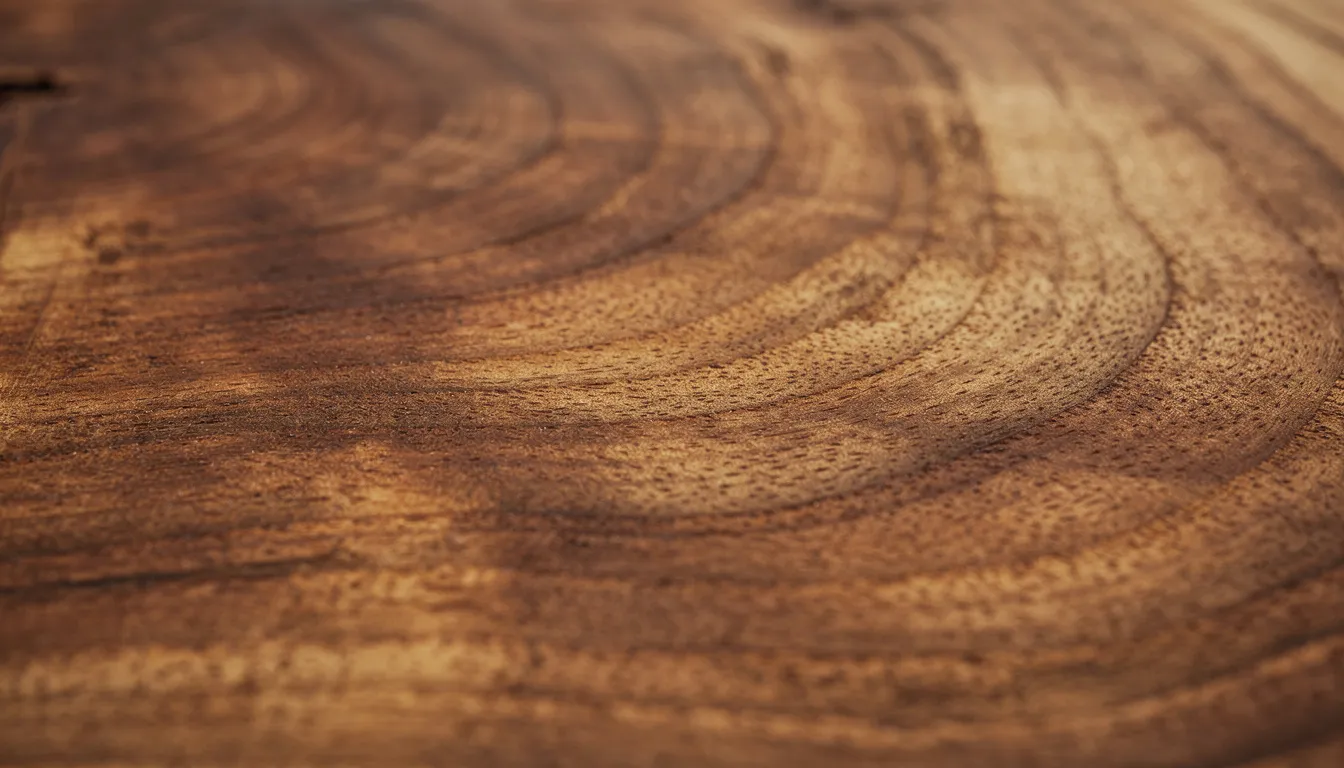 Close-up van een eiken houtnerf met warme bruine tinten en een natuurlijke textuur, ideaal voor wandbekleding en akoestische panelen in een interieur. De unieke structuur en kleur voegen karakter toe aan elke kamer.