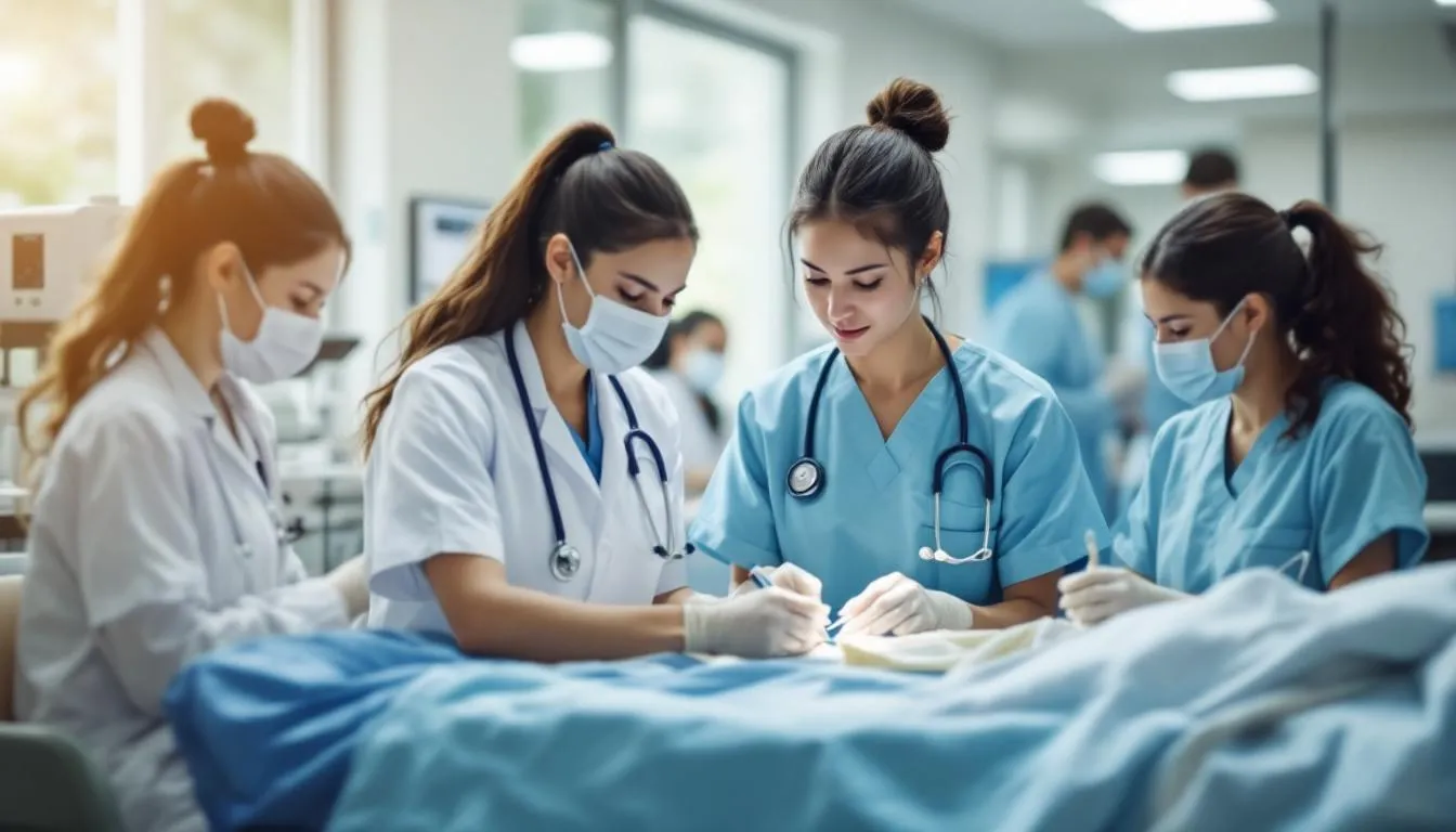 Medical students participating in hands-on experience across various specialties.