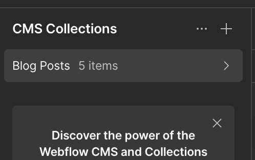 Select the CMS collection you want to export from the sidebar